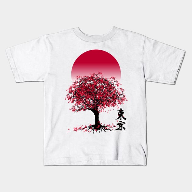 Tokyo 2021 | Sakura Blossom | Cherry Blossom Kids T-Shirt by VISUALUV